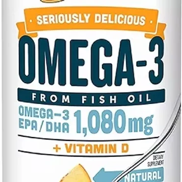 Barlean's Mango Peach Omega 3 Fish Oil Liquid Supplement with Vitamin D