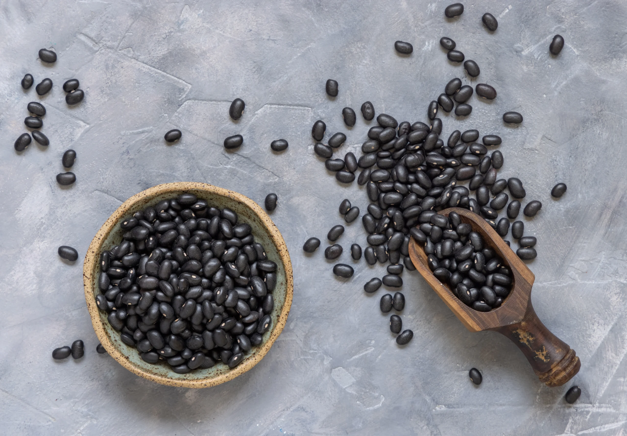 Beans, black, canned, sodium added, drained and rinsed