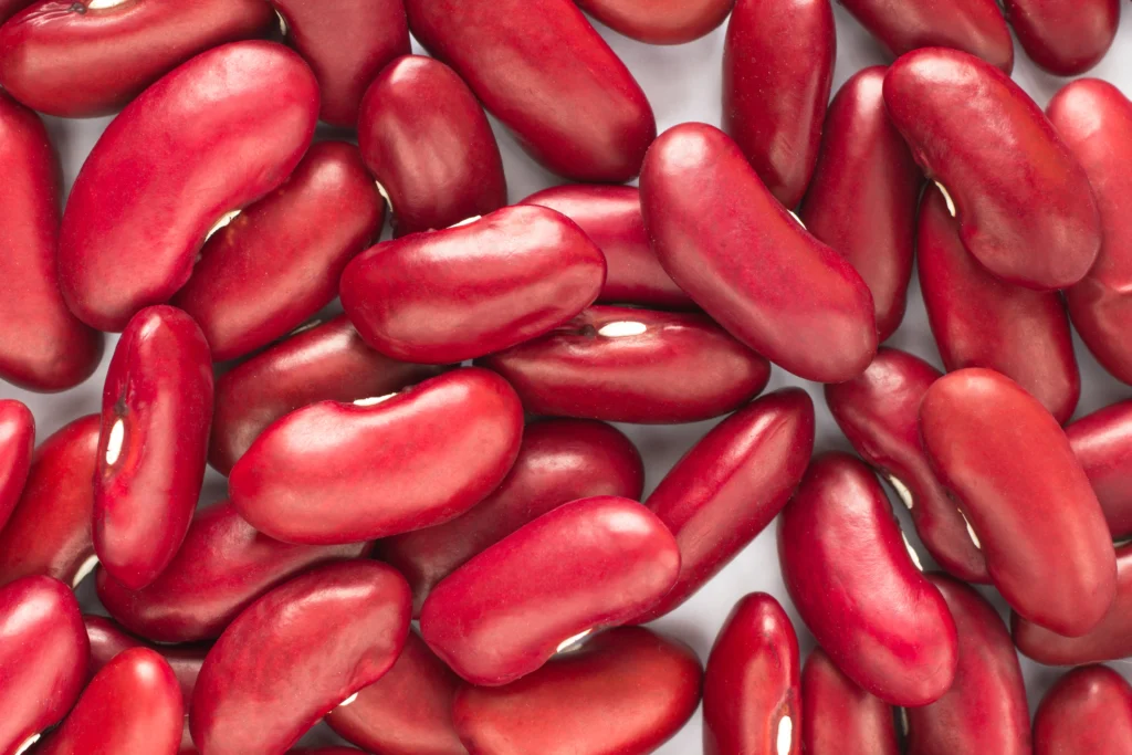 Beans, kidney, light red, canned, sodium added, sugar added, drained and rinsed