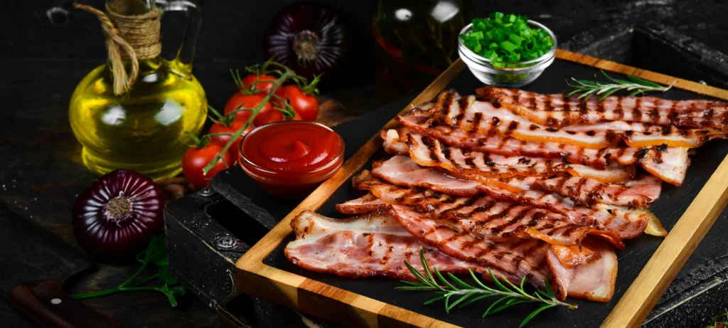 Phytonutrients Pork, cured, bacon, cooked, restaurant